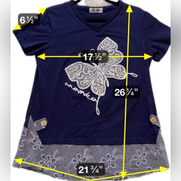 Jing Yang‎ Butterfly Floral Layered V‑Neck Top Boho Chic Resort Wear Size Medium - Picture 6 of 10